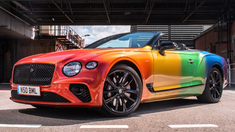 Bentley backs Pride with rainbow-coloured car