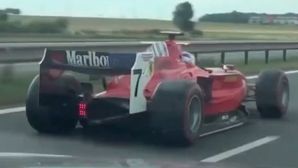 Formula 2 car hits motorway