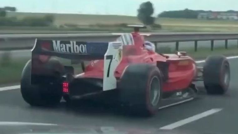 Formula 2 car hits motorway