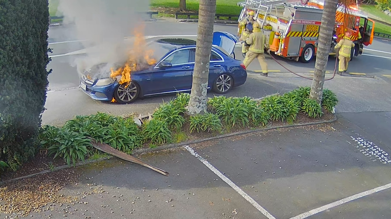 Hybrid catches fire during drive