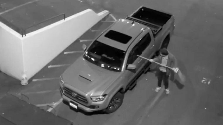 Comic commentary on would-be car thief