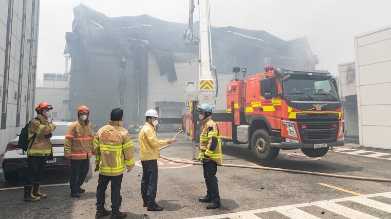 Lithium battery factory blaze