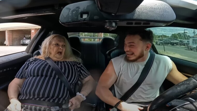 Gran fumes at car wash prank