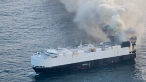 Car carrier up in flames