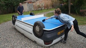 Car’s new life as ping pong table